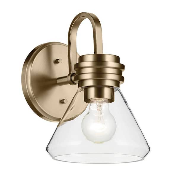 Farum 9.5 in. 1-Light Wall Sconce with Clear Glass in Champagne Bronze