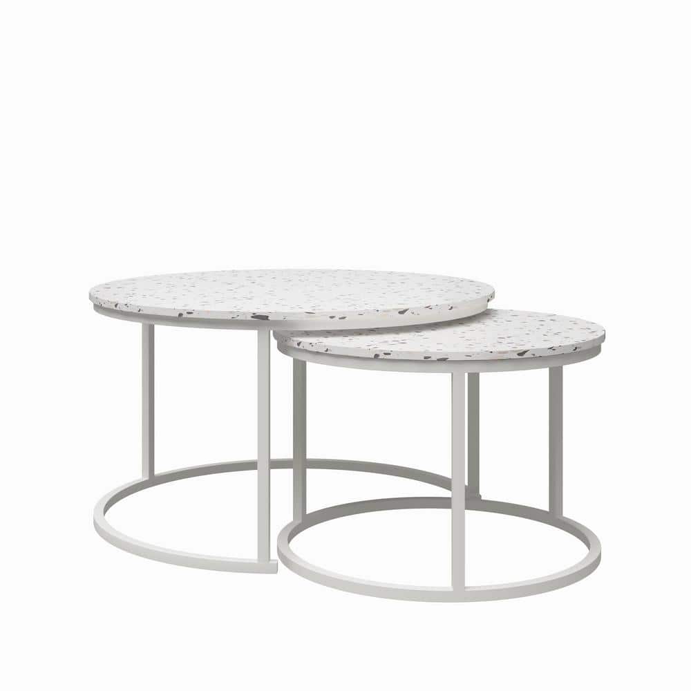 Amelia Round White Metal Nesting Coffee Tables