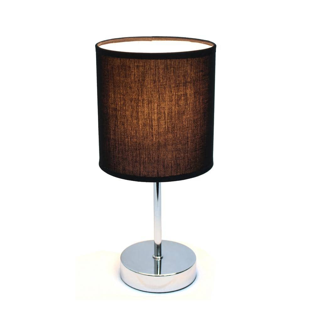 Black Chrome Mini Table Lamp with Fabric Shade