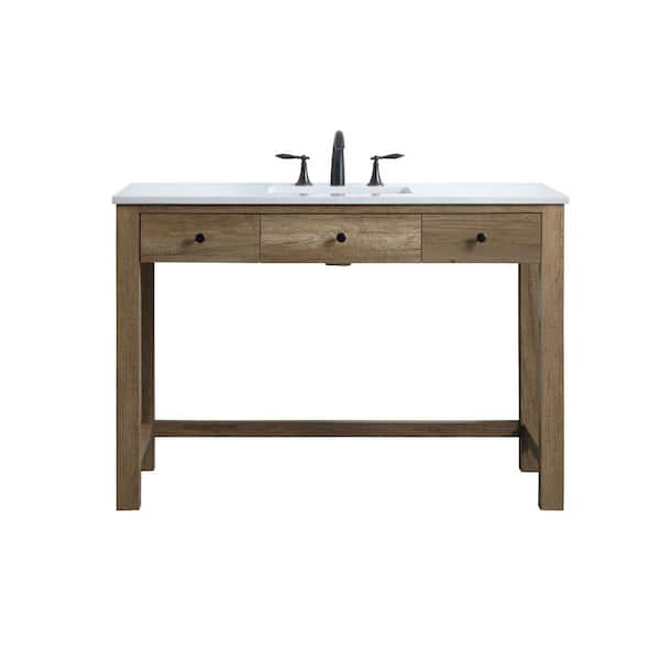 48 in. W x 21.5 in. D x 34 in. H ADA Bath Vanity in Natural Oak with White Engineered Marble Top