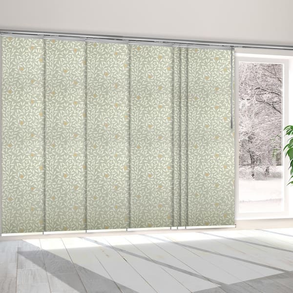 EMOH Petunia 110 in. - 153 in. W x 94 in. L Adjustable 7-Panel Satin Nickel Single Rail Panel Track with 23.5 in. Slates