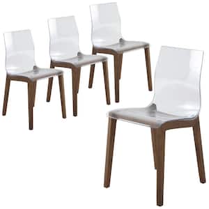 Marsden Modern Plastic Dining Chair with Beech Legs for Kitchen and Dining Room Set of 4 (Walnut)