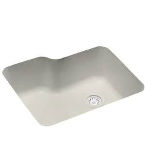Undermount Solid Surface 25 in. 0-Hole Single Bowl Kitchen Sink in Bisque