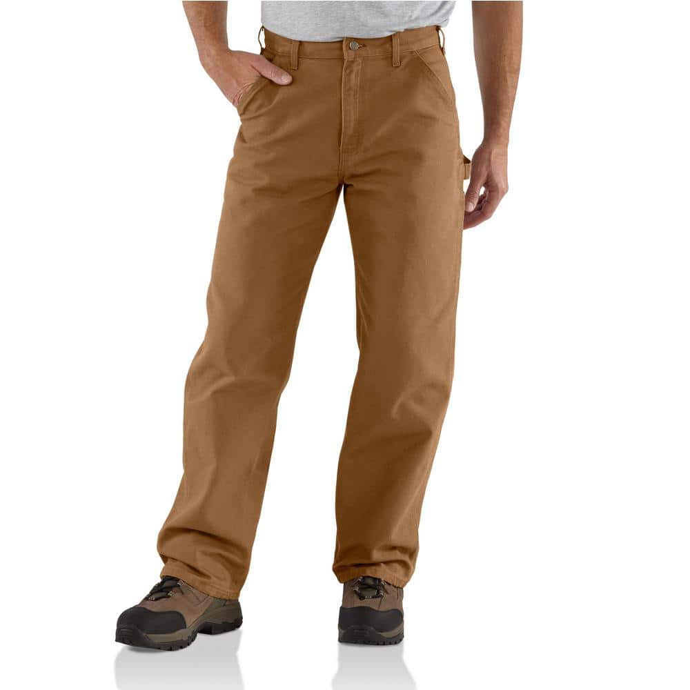 Carhartt Men's 28 in. x 32 in. Brown Cotton Washed Duck Work Dungaree ...