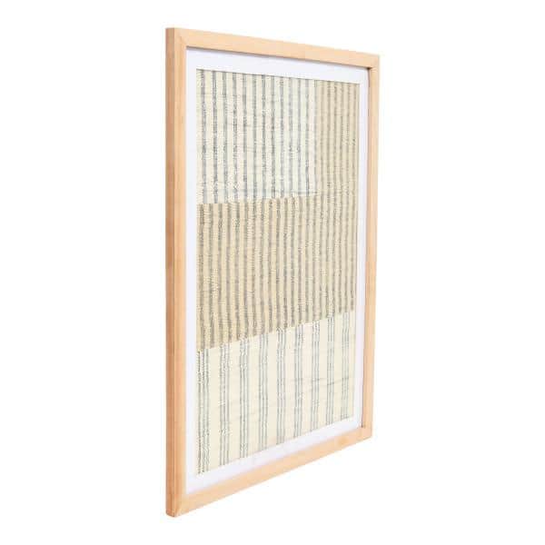 Handwoven Cotton Wall Art with Natural Wood Frame and Plastic Cover