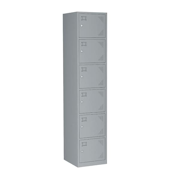 Unbranded 6-Tier Gray Metal Storage Cabinet with Locker