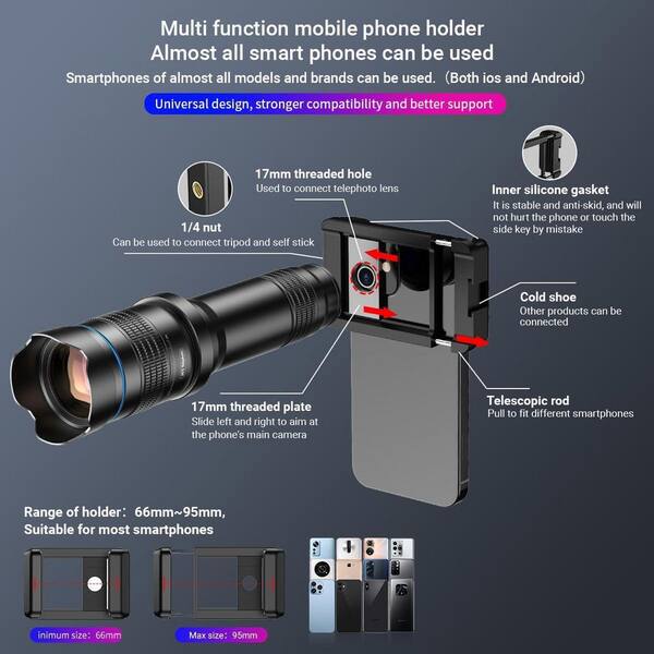 OBJLGEV 36X Telephoto Lens Kit Universal Clip HD Magnifier for