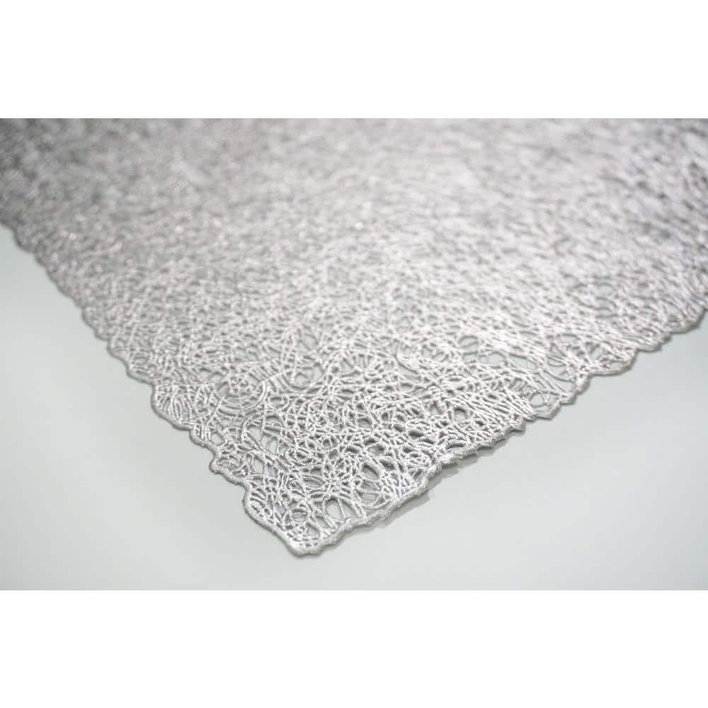 Silver Metallic Vinyl Rectangle Placemats Set of 4