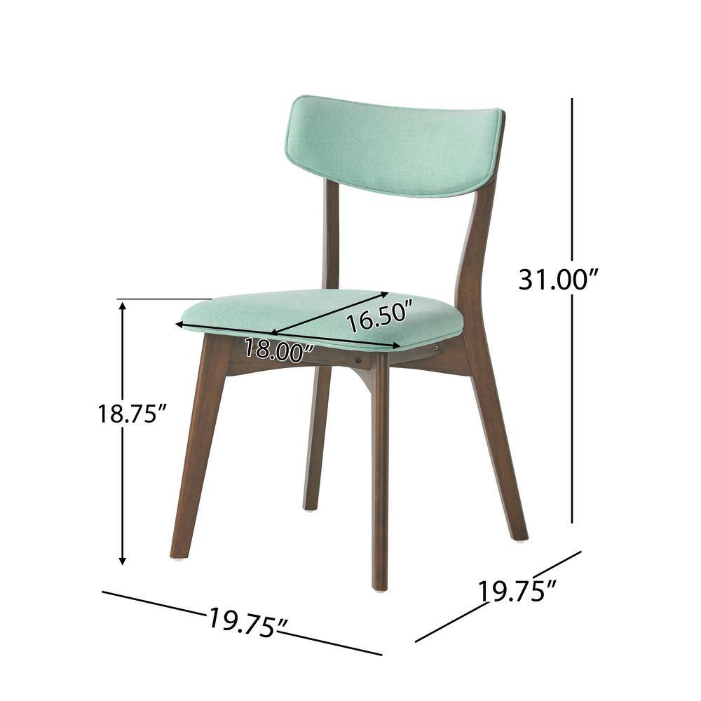 5-Piece Natural Walnut Mid-Century Dining Set with Mint Chairs