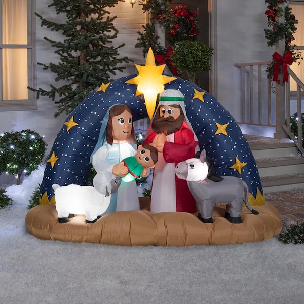 CHRISTMAS DECORATION LAWN YARD INFLATABLE AIRBLOWN MARY JOSEPH & BABY JESUS HOLY FAMILY 4 TALL 