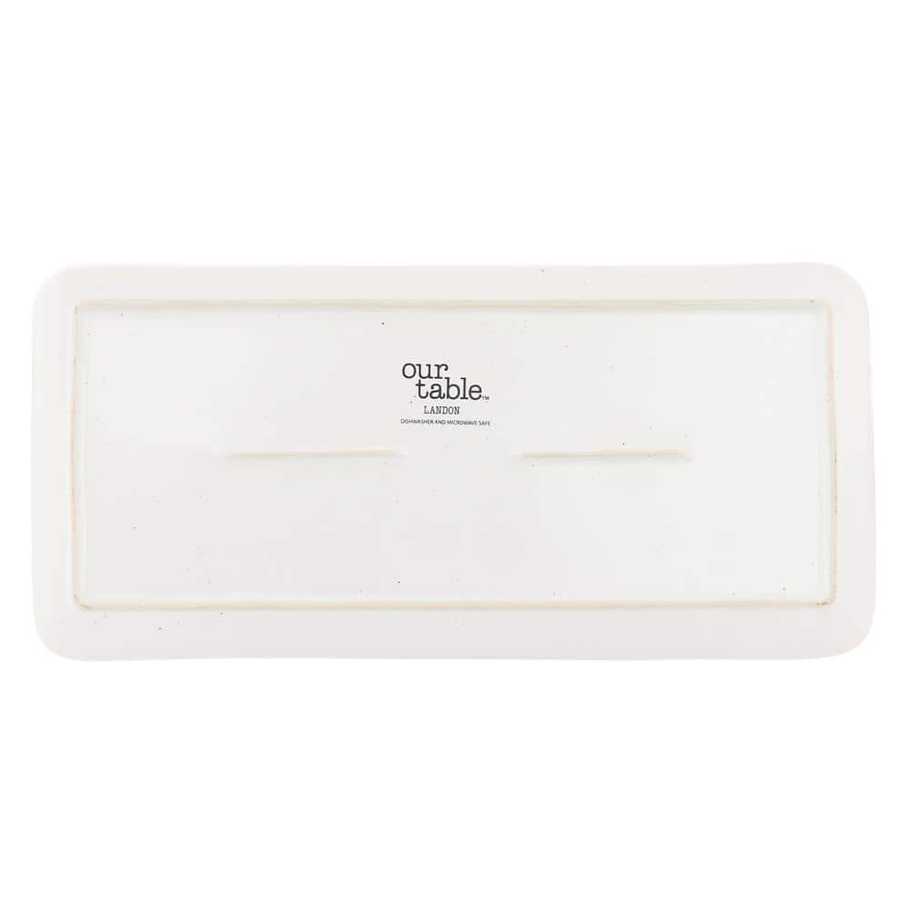 Landon White Stoneware Rectangle Serving Tray