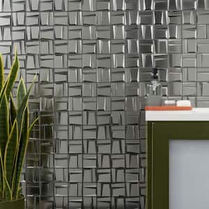 Aiga French Platinum 11.81 in. x 11.81 in. Polished Glass Mosaic Wall Tile (0.96 sq. ft./Each)
