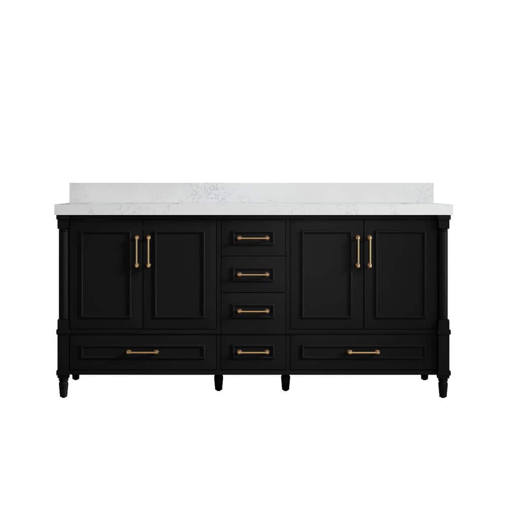 Hudson 72 in. W x 22 in. D x 36 in. H Double Sink Bath Vanity in Black with 2 in. Empira Quartz Top price history on PriceWatchPro