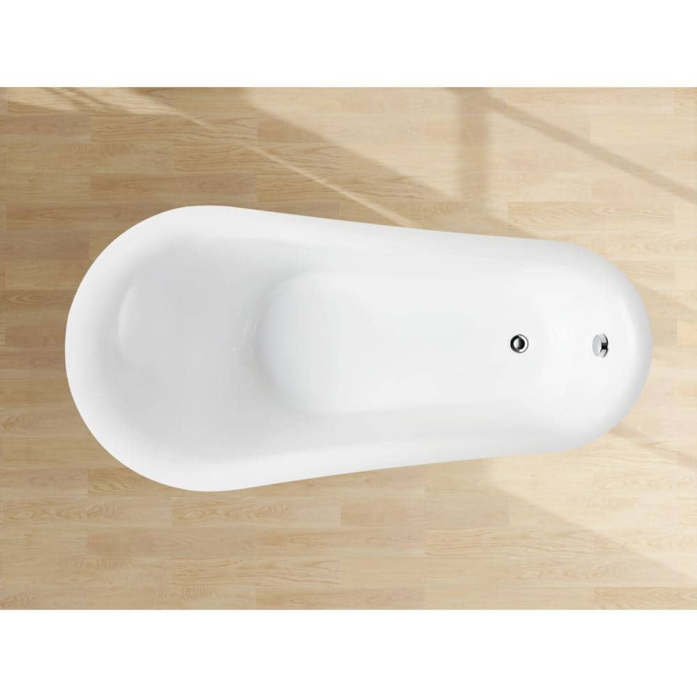 71'' White Acrylic Freestanding Soaking Bathtub