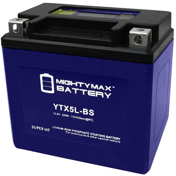 MIGHTY MAX BATTERY 12-Volt 110 CCA Lithium Power Sports Battery YTX5L-BSLIFEPO4 - The Home Depot