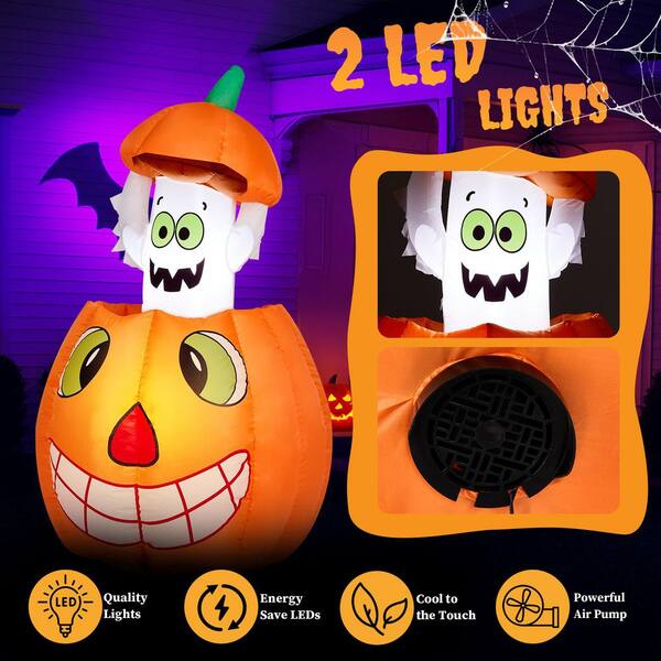 Karl home 2.8 ft. LED Animated Pumpkin Ghost Halloween Inflatables