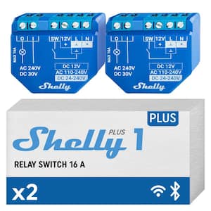 Plus 1 UL, 15A, WiFi and Bluetooth Smart Relay Switch with Dry Contacts, DIY Remote Control, Garage Door Opener