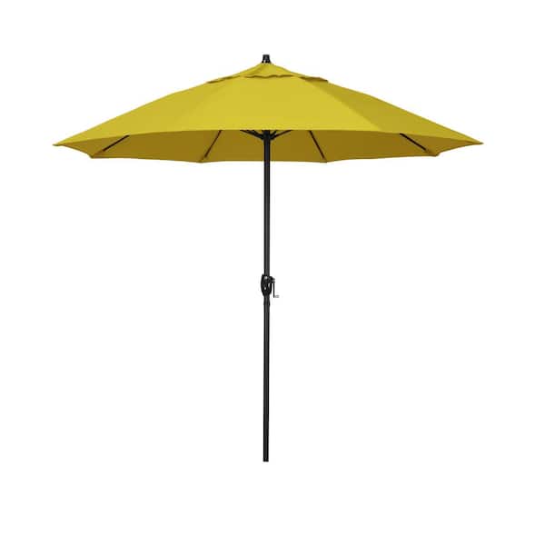 California Umbrella 7.5 ft. Bronze Aluminum Market Patio Umbrella with Fiberglass Ribs and Auto Tilt in Yellow Pacifica