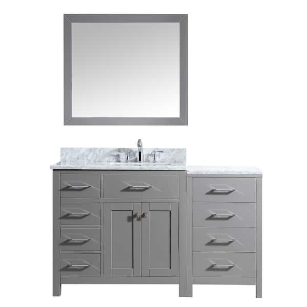 Virtu USA Caroline Parkway 56 in. W x 22 in. D Vanity in Cashmere with ...