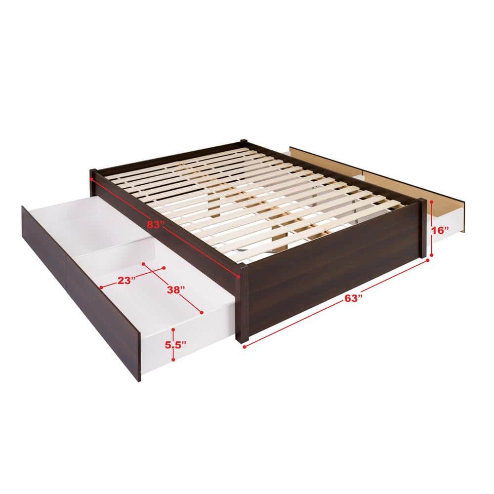 Elegant Queen 4-Drawer Wood Frame Platform Bed with Storage