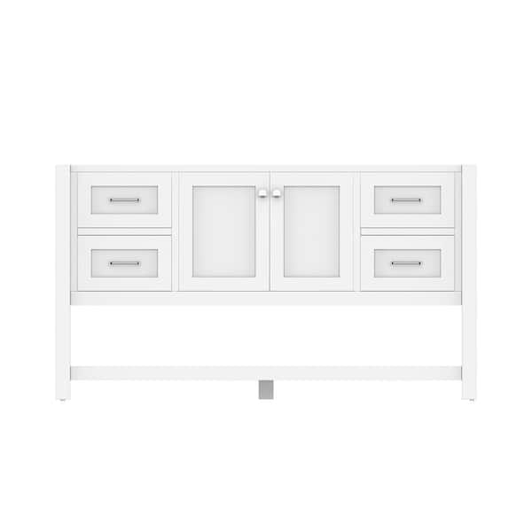 Alya Bath Wilmington 59 in. W x 21.5 in. D x 33.45 in. H Single Bath Vanity Cabinet without Top in White