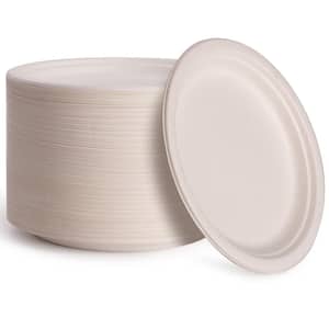 9 in. Unbleached Compostable Disposable Paper Plates [125/Pack, 8 Packs/Carton]