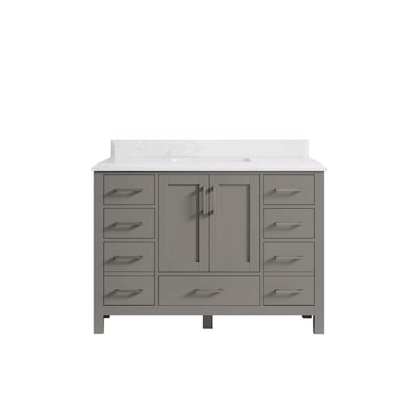 Willow Collections Malibu 48 in. W x 22 in. D x 36 in. H Bath Vanity in Gray with Cove Edge Empira Quartz Top