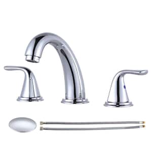 3-Holes 8 in. Widespread Double Handle Bathroom Faucet in Chrome