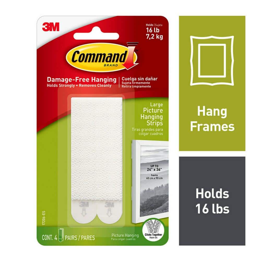 Het kantoor struik Symfonie Command Command Large Picture Hanging Strips, White, Damage Free Hanging, 4  Pairs 17206 - The Home Depot
