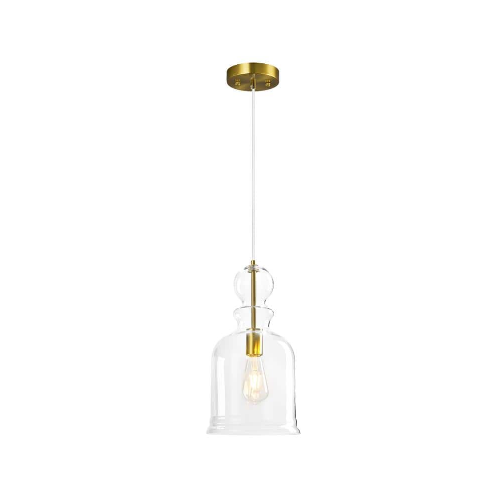 60W 1-Light Gold Bell Clear Glass Pendant Light Adjustable Hanging For Kitchen Island Dining Room Bedroom Office price history on PriceWatchPro