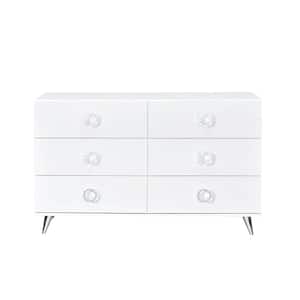 Perse 6-Drawer White Dresser (31 H x 16 W x 47 D)