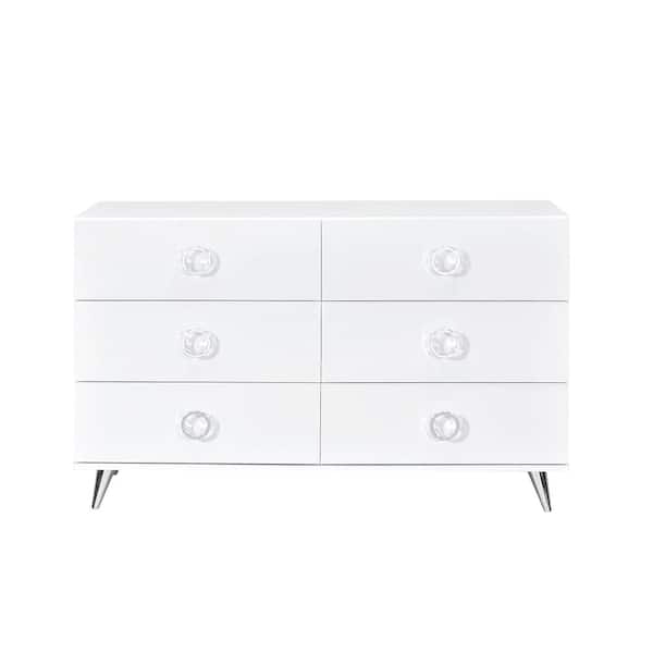 Acme Furniture Perse 6-Drawer White Dresser (31 H x 16 W x 47 D)