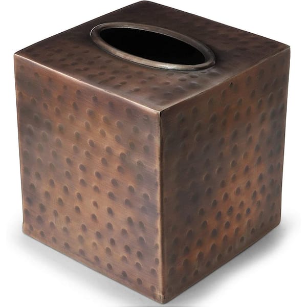 Monarch Abode Monarch Hand Hammered Metal Tissue Box Cover in Copper