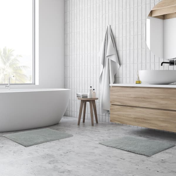 Charcoal Gray 2-Piece Cotton Bath Mat Set