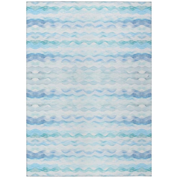 Surfside Blue 9 ft. x 12 ft. Geometric Indoor/Outdoor Area Rug