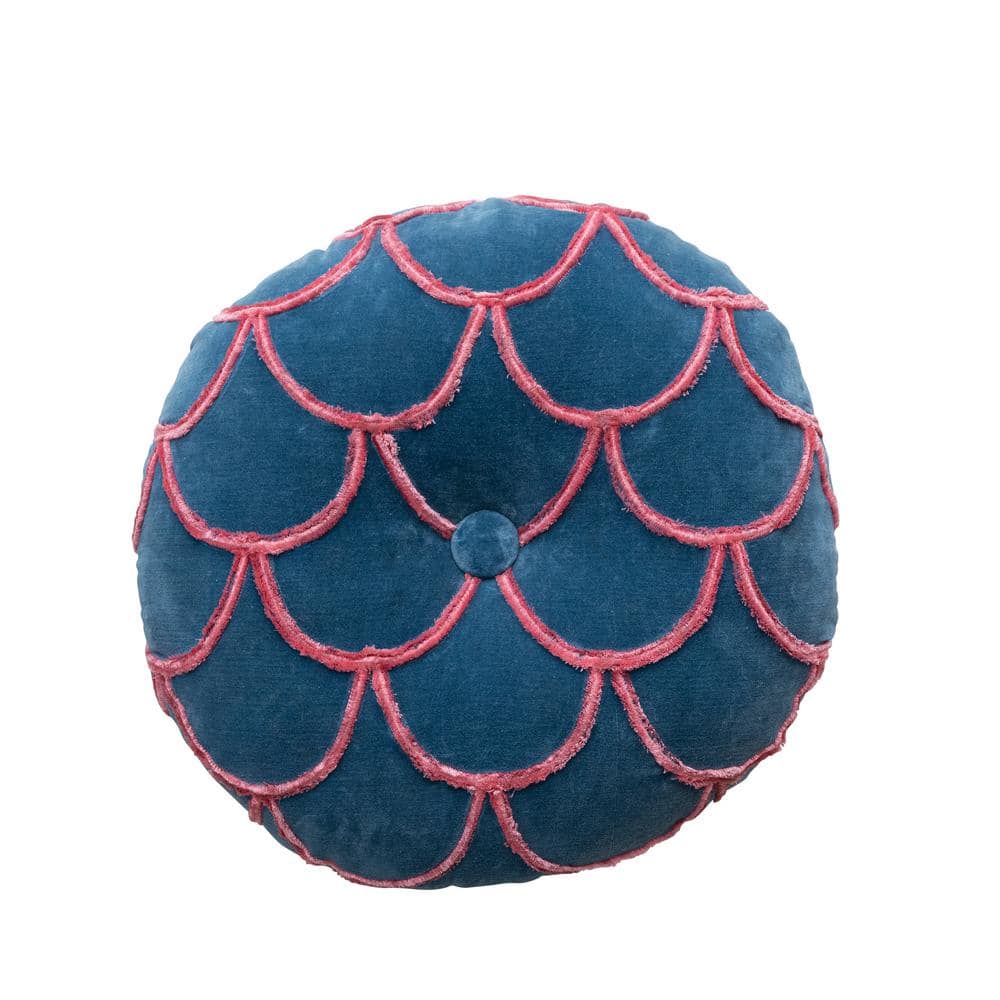 Navy Blue and Pink Tufted Scallop Pattern Polyester 18 in. x 18 in. Round Throw Pillow price history on PriceWatchPro