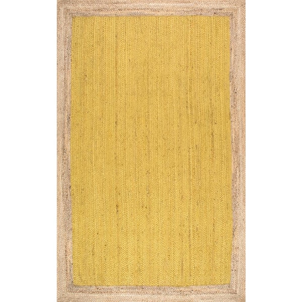 nuLOOM Elanora Farmhouse Bordered Jute Yellow 8 ft. x 10 ft. Area Rug