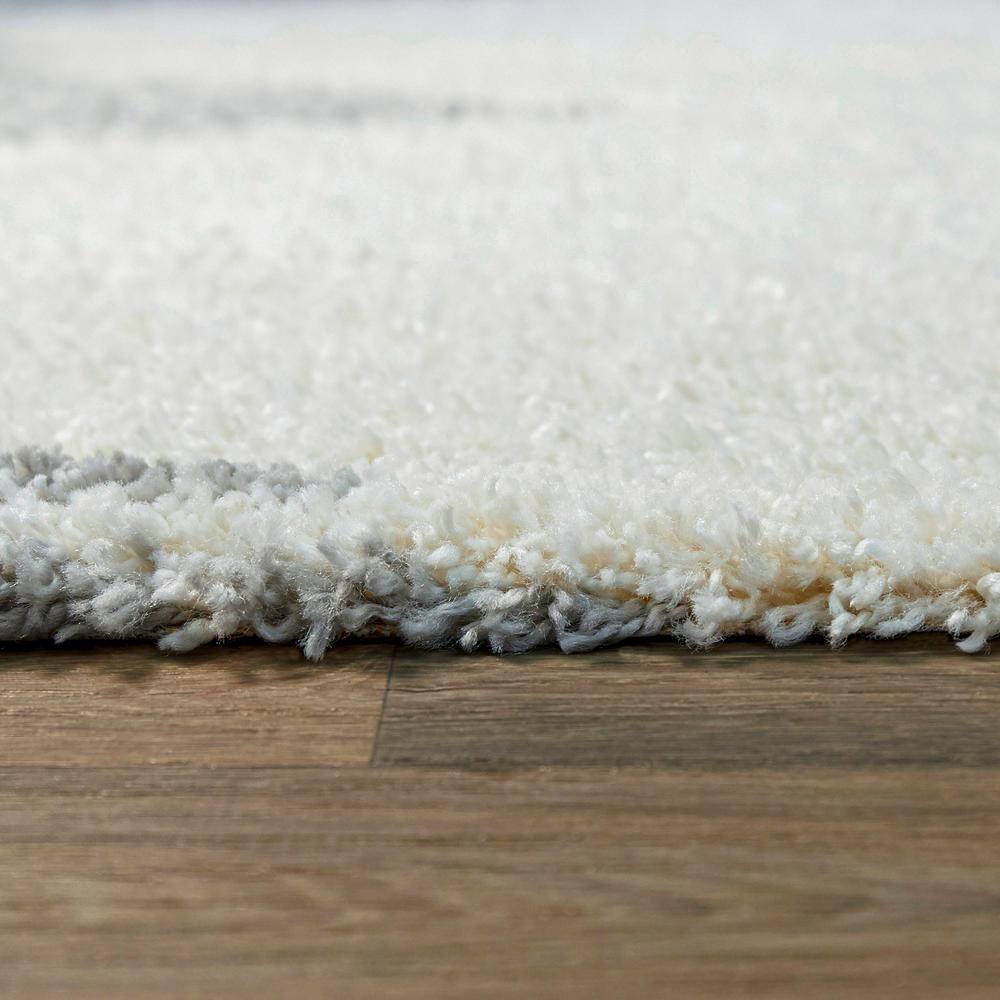 Luxurious Reversible Stripe Shag Rug 8' x 10' White/Grey