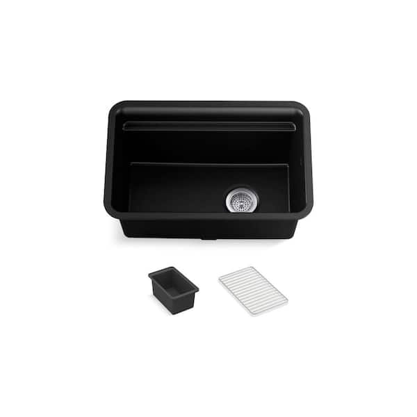 Cairn 18-5/16 in. x 27-1/2 in. x12-5/8 in. Composite Undermount Utility Sink in Matte Black