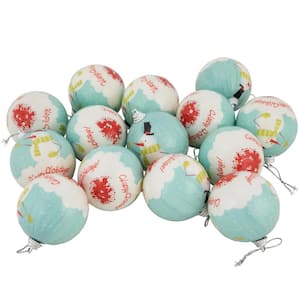 2.25 in. (60 mm) Snowmen 'Happy Holidays' Decoupage Christmas Ball Ornament Set (14-Piece)