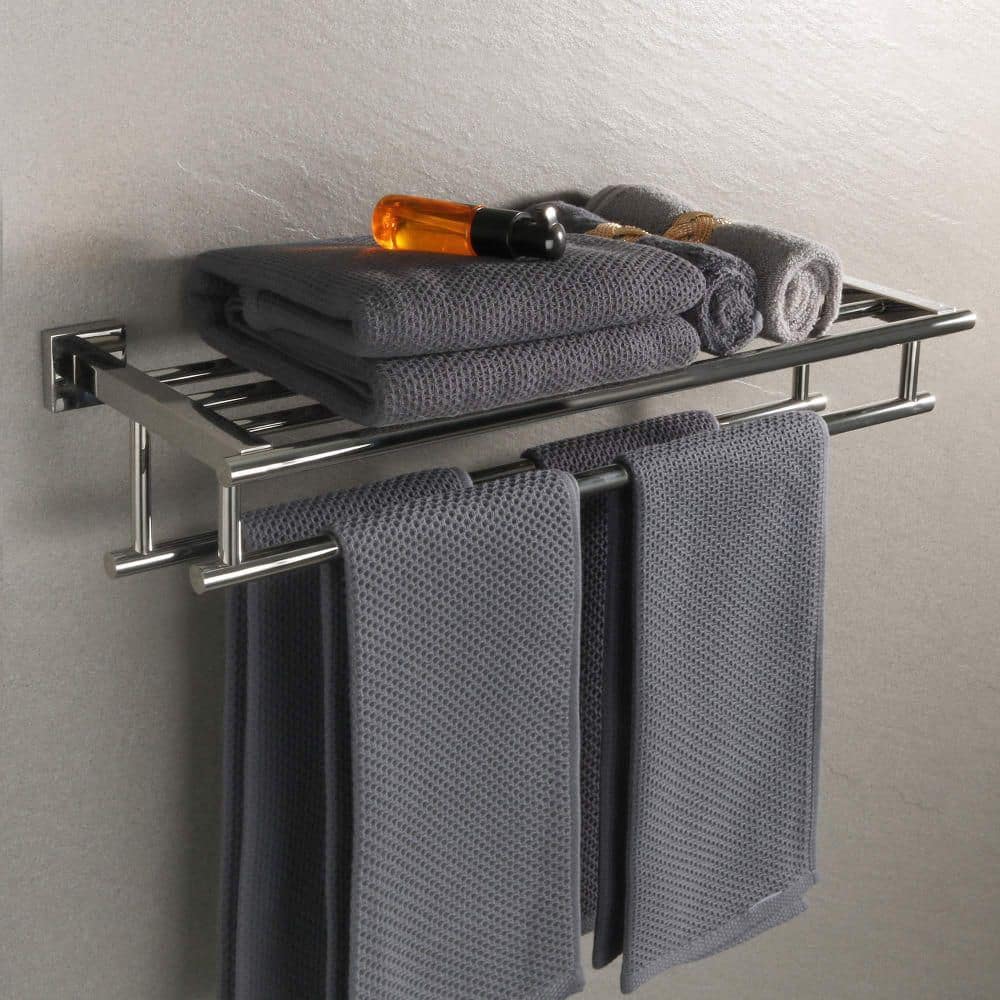 24-Inch Polished Chrome Stainless Steel Wall-Mounted Towel Rack
