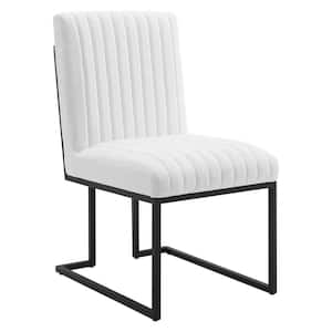 Indulge White Channel Tufted Fabric Dining Chair