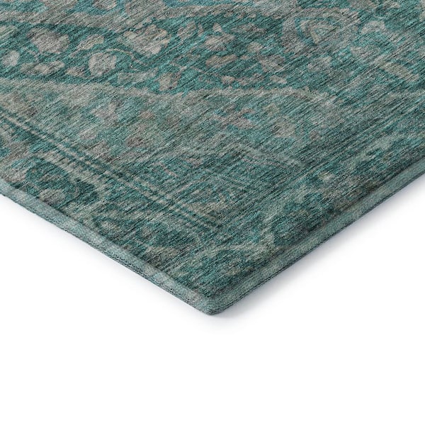 Mayfield Premium Machine Washable Abstract AMF1761 Teal 9 ft. x 12 ft. Area Rug
