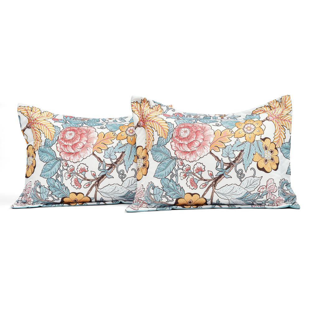 Full Blue Floral Microfiber Reversible Comforter Set