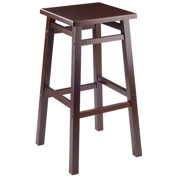 WINSOME WOOD Carter 29 in. Square Seat Walnut Bar Stool