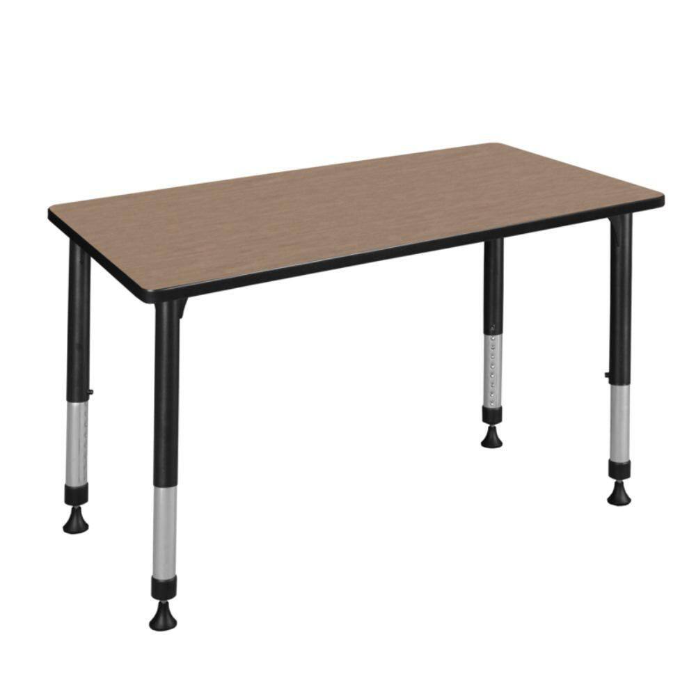 Kee 42 in. x 30 in. Noble Oak Height Adjustable Classroom Activity Table Desk with Black Base