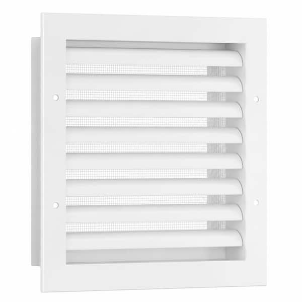 8 in x 8 in Aluminum Gable Vent with Screen 6.2 in Opening Louvered Wall Vent for Attic Shed Exterior Door White