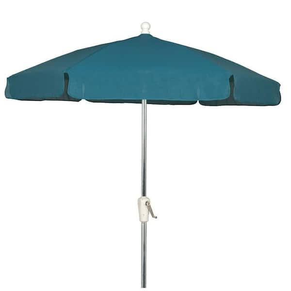 7.5 ft. Bright Aluminum Garden Patio Umbrella in Teal Vinyl Coated