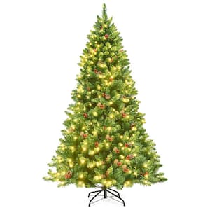 6.5FT Pre-Lit Artificial Christmas Tree Hinged Tree Indoor w/LED Lights