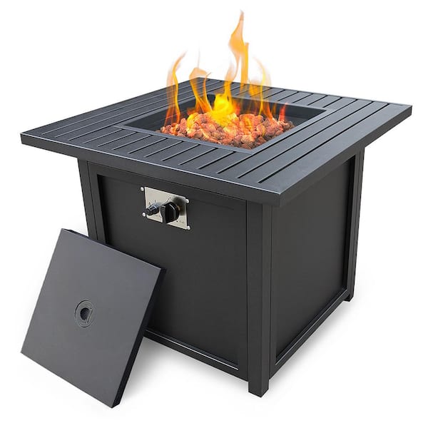 maocao hoom 28.5 in. W x 24.4 in. H Outdoor Square Steel Fire Pit in Black